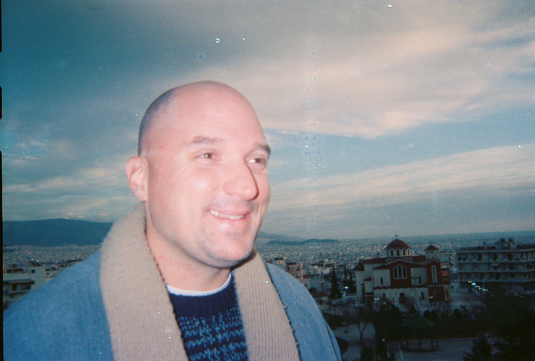 John Wiley in Greece, overlooking the city
